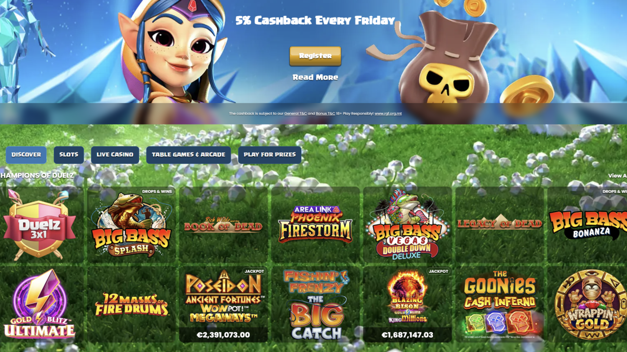 Duelz Casino website